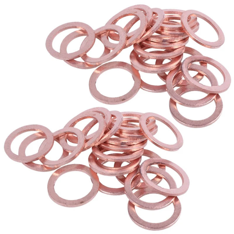 40 Pcs 10Mm X 14Mm X 1Mm Copper Washer Seal Spacer Seal