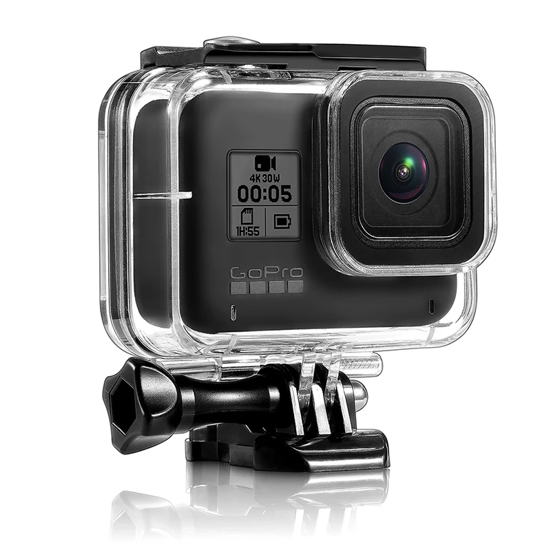 Unterwasser-Wasserdichtes Gehäuse für GoPro Hero 8, Schutzhülle, Gehäuse, schwarzes Kameraobjektiv, 60 m, Tauch- und Schwimmzubehör