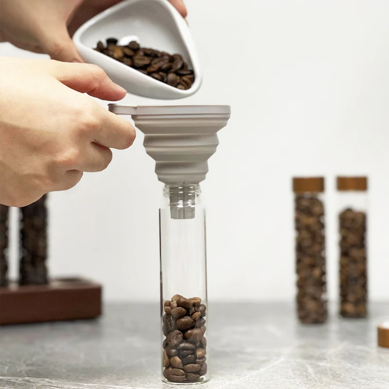 Coffee Beans Storage Container Display Rack Tea Tube Bottle Glass With Breathable Lid Espresso Accessory Tool Barista Coffeware