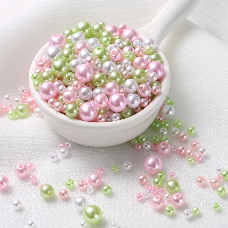 600-800 Stück Bunte ABS-Kleiderperlen Mix 3-8mm Runde Perlen mit Löchern DIY-Perlen für Handarbeiten – Detail 2