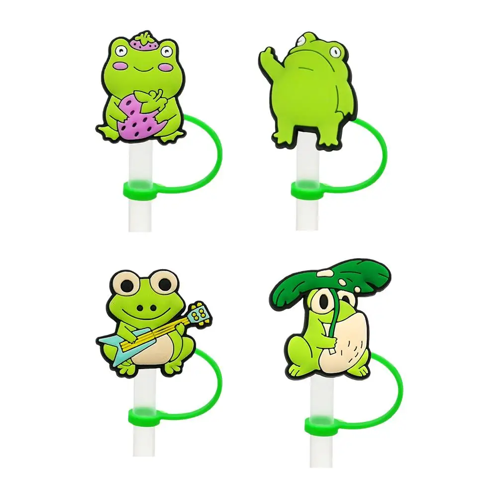 Pvc Straw Toppers Cute Frogs Lovely Straw Dust Cap Toppers Splash Straw Drinking Proof Cover Drinking Decor Tips Straw E0w2