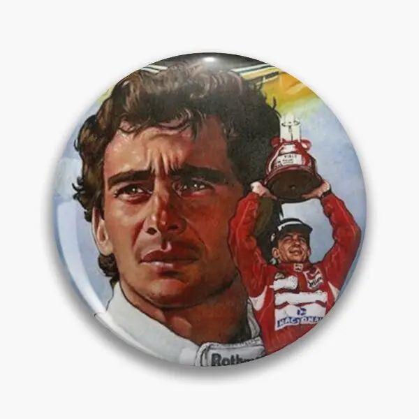 Ayrton Senna Drawing  Soft Button Pin Creative Badge Clothes Women Jewelry Lover Metal Fashion Brooch Gift Decor Funny Cartoon