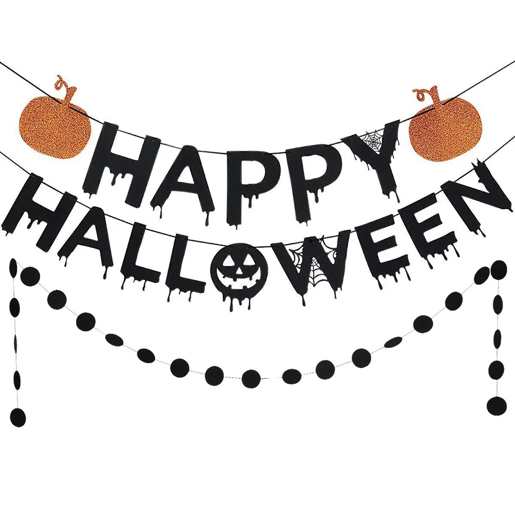 

Pumpkin Black Orange Nonwoven Hanging Garland Party Decor Outdoor Indoor Halloween Party Banner Halloween Hanging Banner