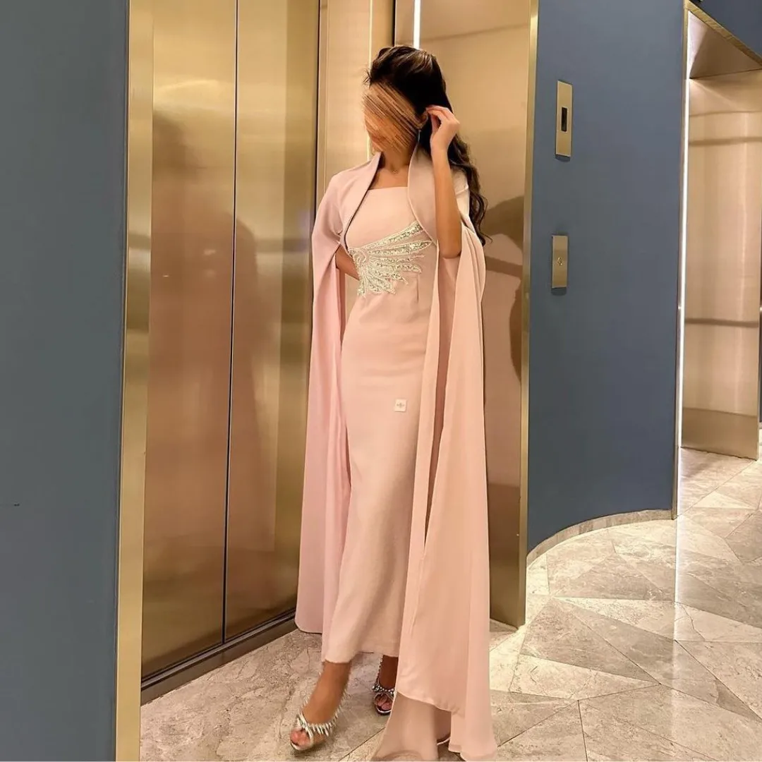 Elegant Women Wear Evening Dresses Long Sleeves Jackets Prom Dress Strapless Beaded Sash Special Banquet Celebrity Vestidos