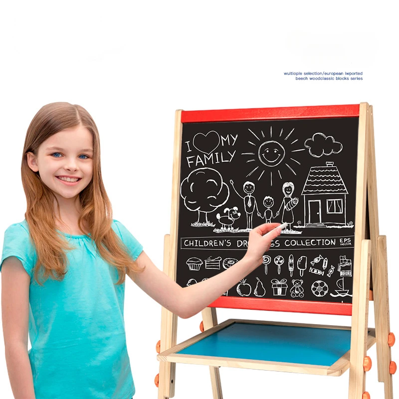Kids Toys Puzzle Wooden Drawing Toys Lifting Bracket Children's Magic Blackboard Montessori Education Sensory Toy Social Games