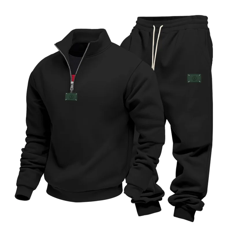 مجموعة سراويل رياضية كاجوال للرجال بشعار مخملي فضفاض للشتاء عبر الحدود وياقة واقفة وياقة واقفة #6