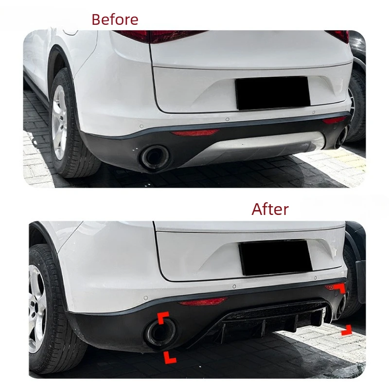 Rear Bumper Diffuser Lip Spoiler Exterior Modified Accessories For Alfa Romeo Stelvio 2017‑Up