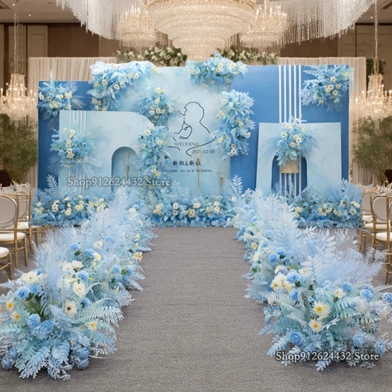 

Blue Series, Artificial Flower Row Wedding Floral Arrangement, Table Flower Row, Road Lead, T Stage Backdrop, Custom Flower Ball