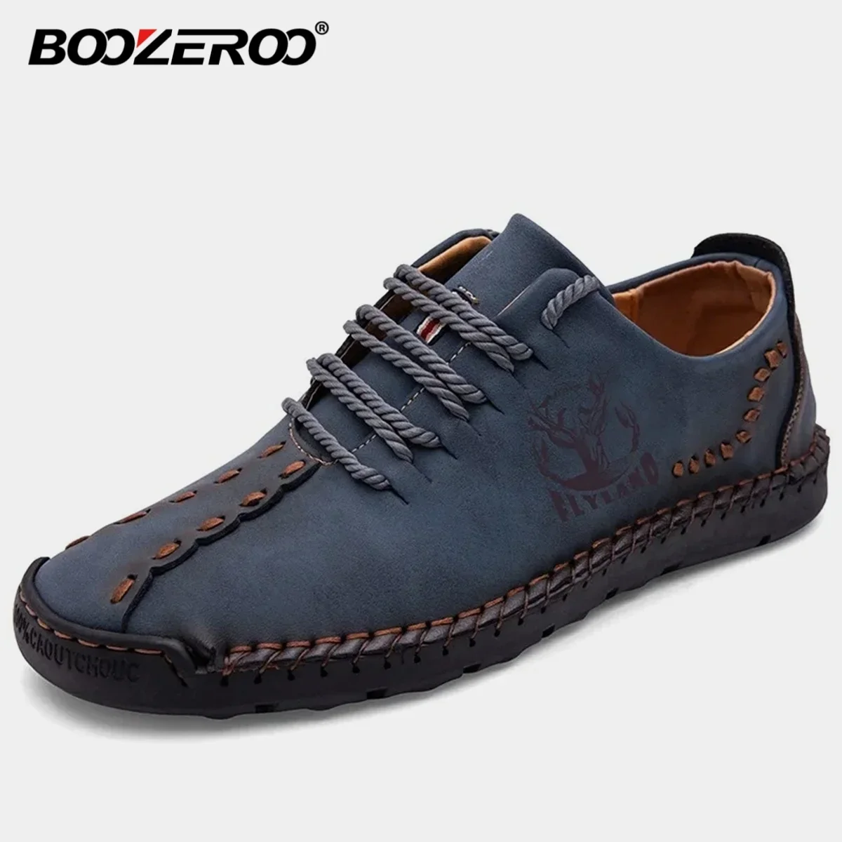 BOOZEROO  Classic Casual Men's Shoes Driving Work Flats Lace Up Loafers