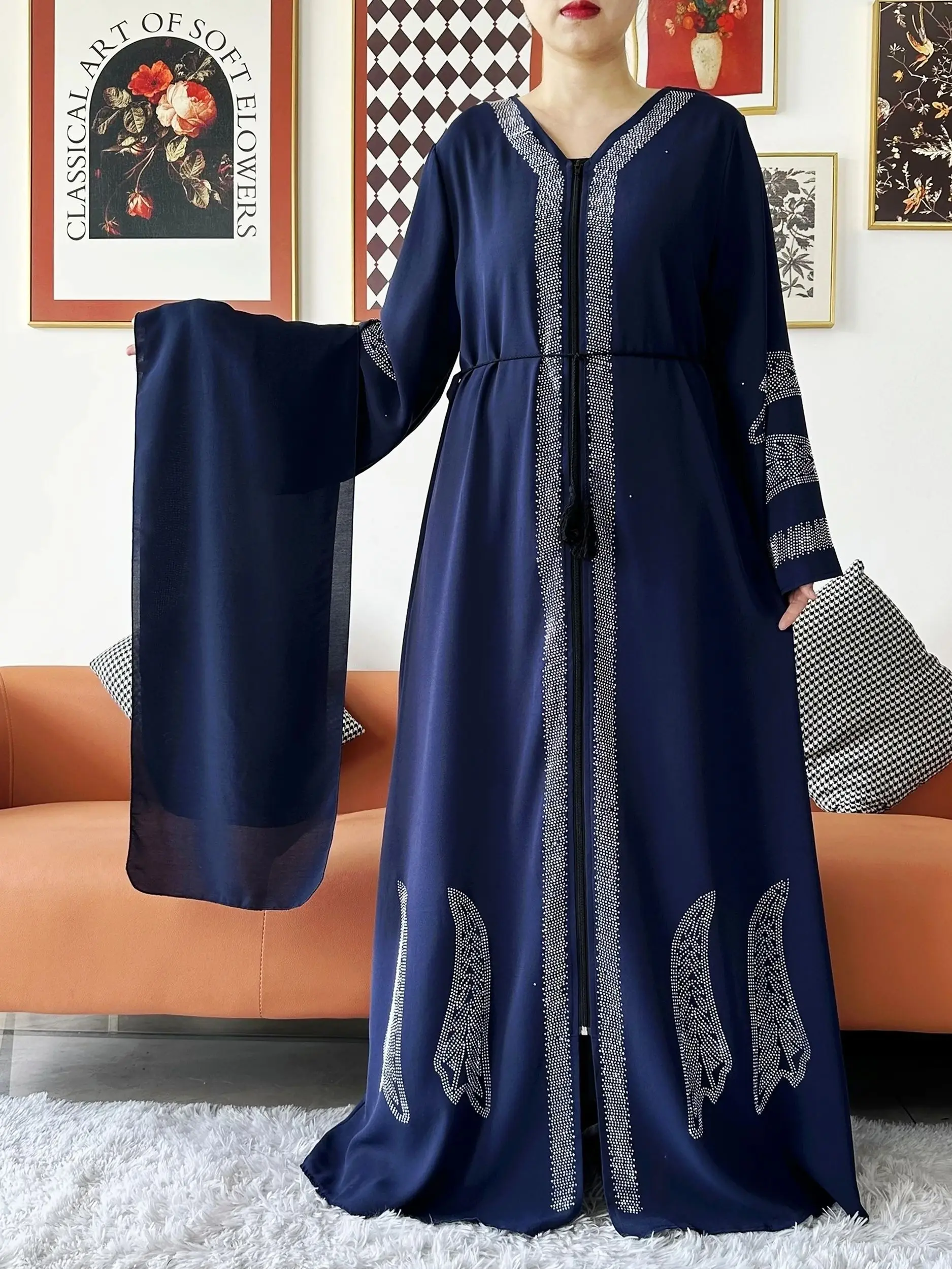 2024 donne elegante vestito da partito Chiffon aperto Abaya donne musulmane vestono abbigliamento islamico Cardigan Abaya donne vestito musulmano