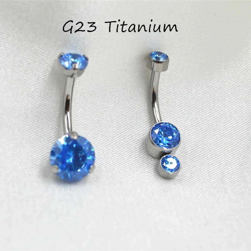 Lot10PCS Body Jewelry-G23 Titanium Shine Blue CZ Smart Cute  Navel Belly Button Body Piercing  Navel Curve Barbells Belly Rings