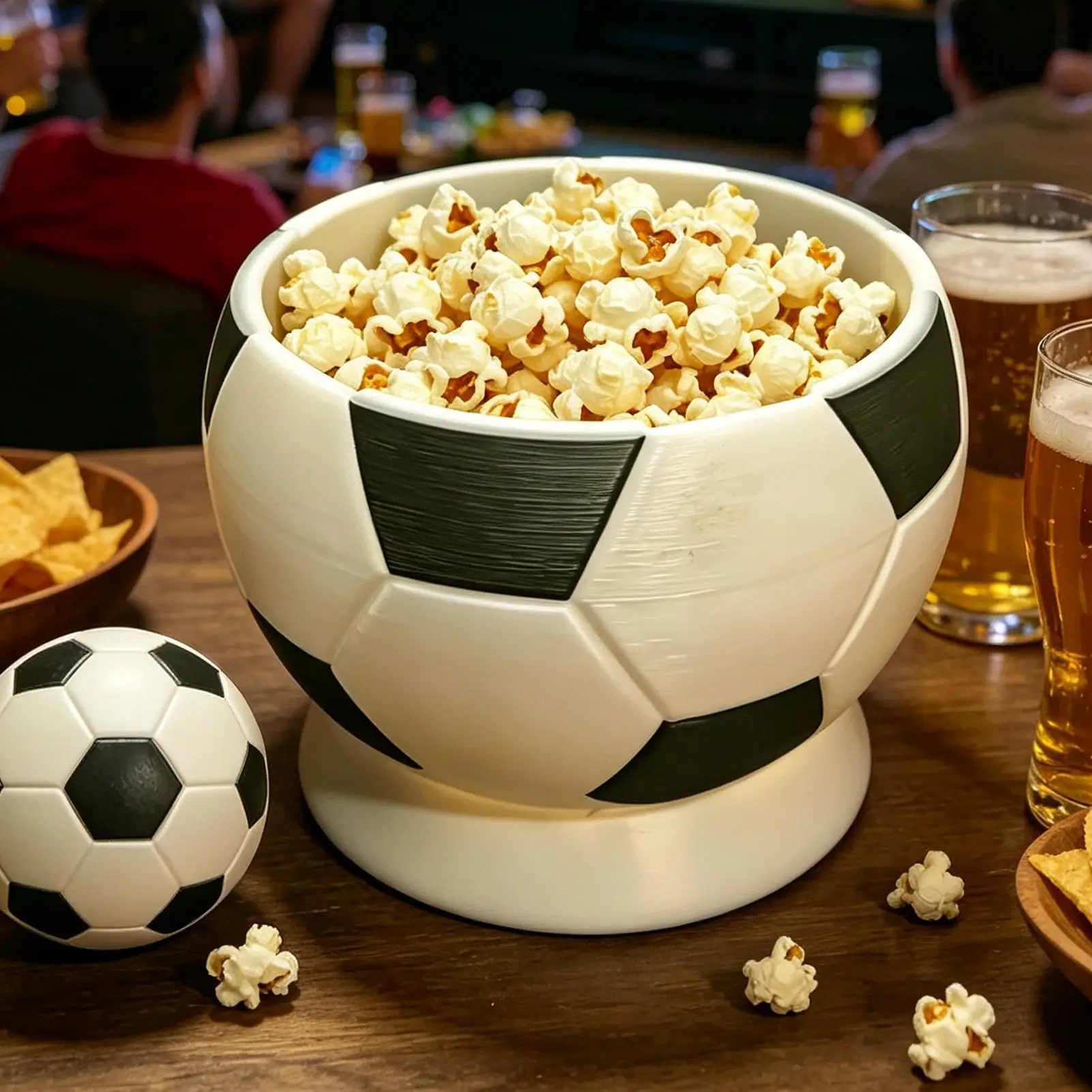 Soccer Bowl Realistic 3D Printed Football Shape Party Serving Tray for Popcorn Candy Chips Game Day Championship Family