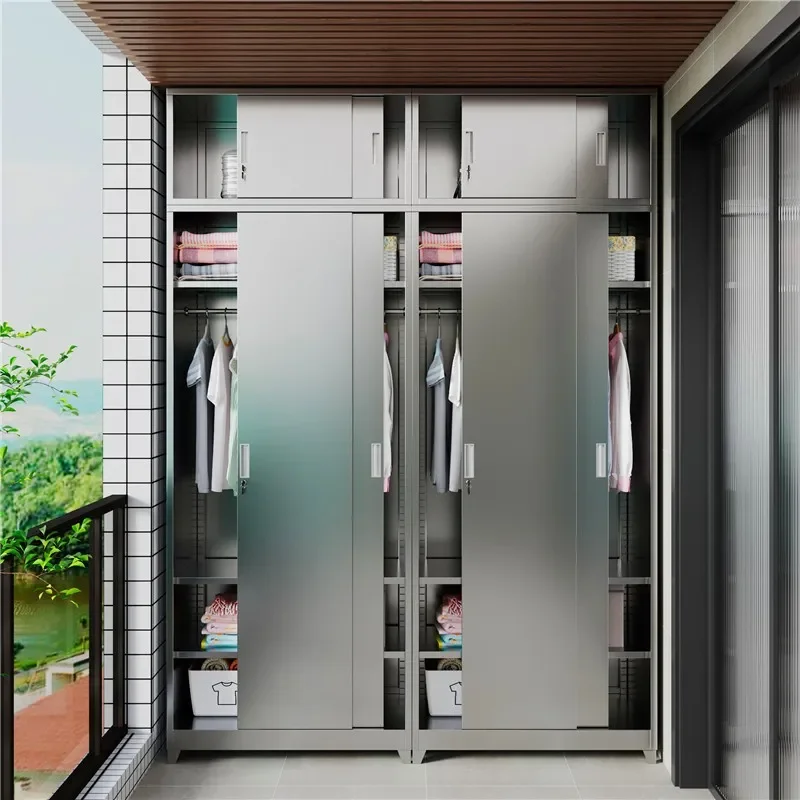 Large Capacity 304 Stainless Steel Storage Cabinet Waterproof Sunscreen Rust Proof Moisture Wardrobe for Household Balcony