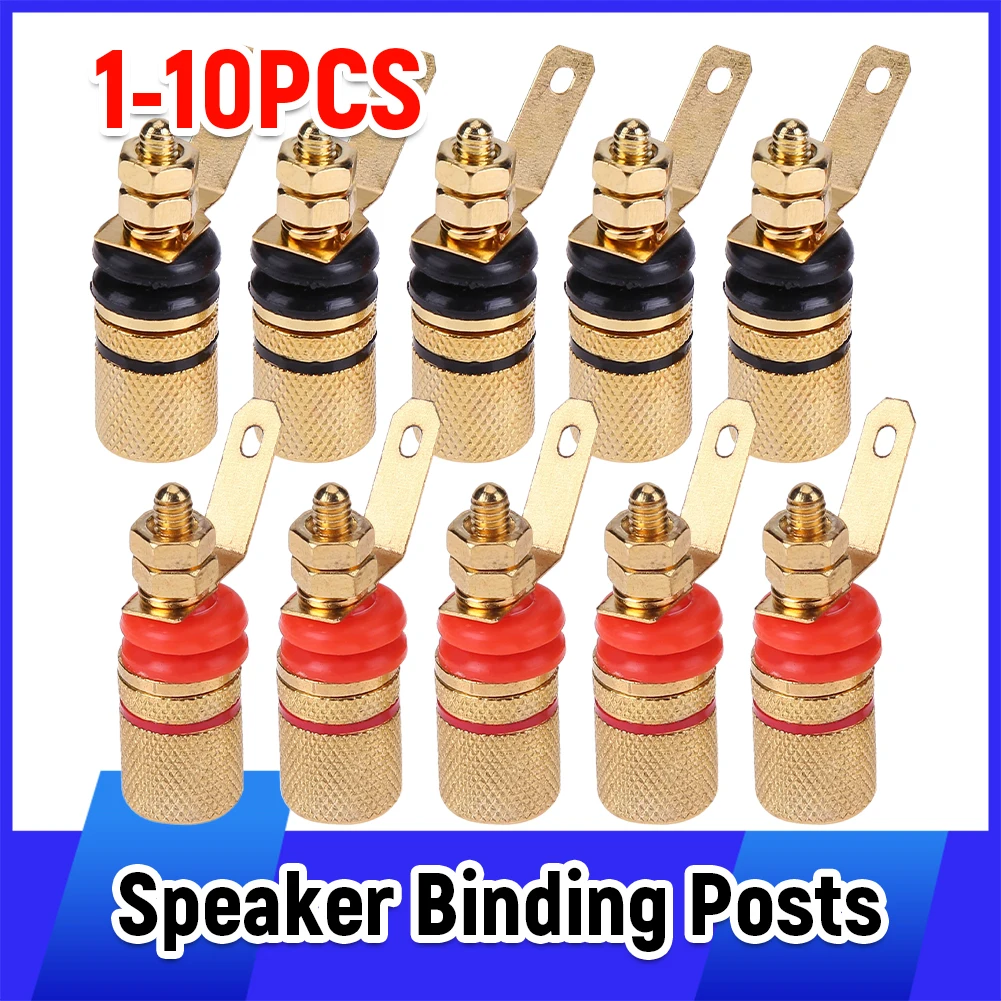

10-2PC Gold Plated Amplifier Speaker Terminal Binding Post Banana Plug Socket Connector Binding Posts Terminal 4mm Sockets