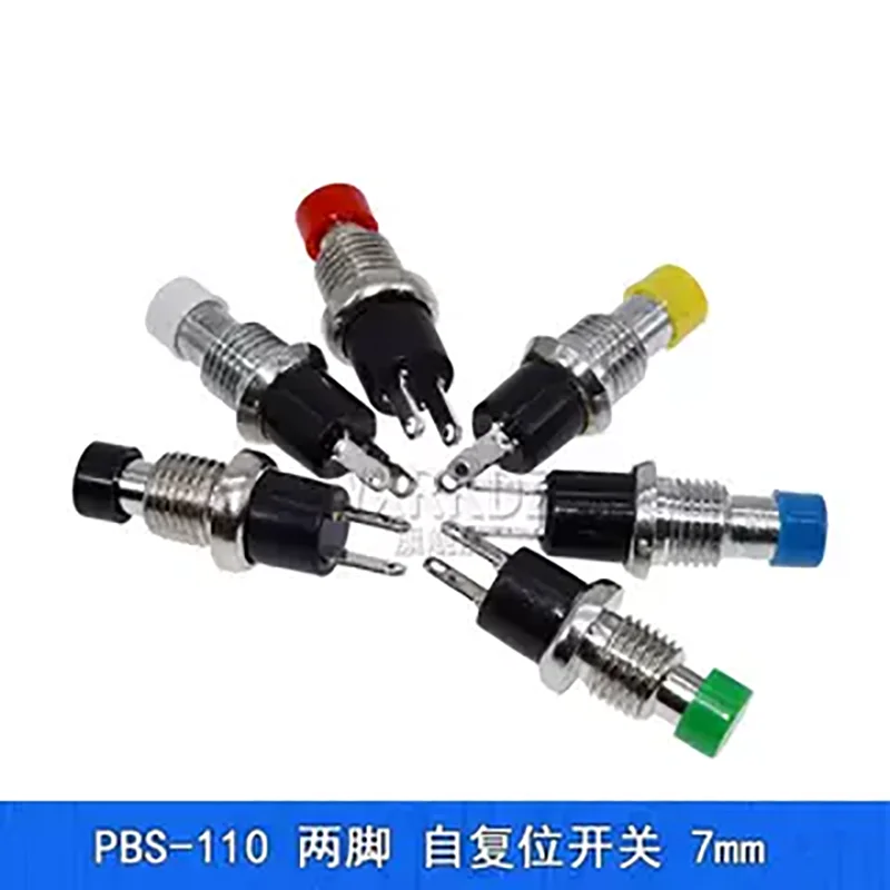 2/5 個 PBS-110 フェールセーフスイッチ 7 ミリメートル普通ピン 2 ピン非ロックボタンジョグ電源ボタンスイッチ
