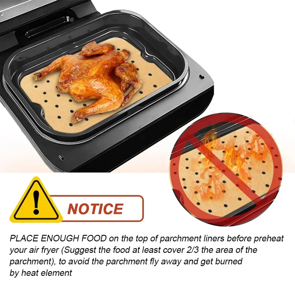 Air Fryer Parchment Paper 6-in-1 Indoor Grill Non-stick Perforated Airfryer Liner Baking Tools for FG551 Ninja Foodi Smart XL