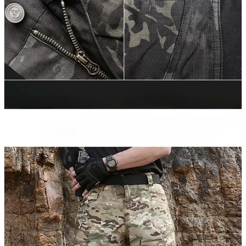 Outdoor Clothing Tactical Pants Men Loose Multi-pocket Training Workwear Spring and Autumn Multi-pocket Camouflage Cross-border
