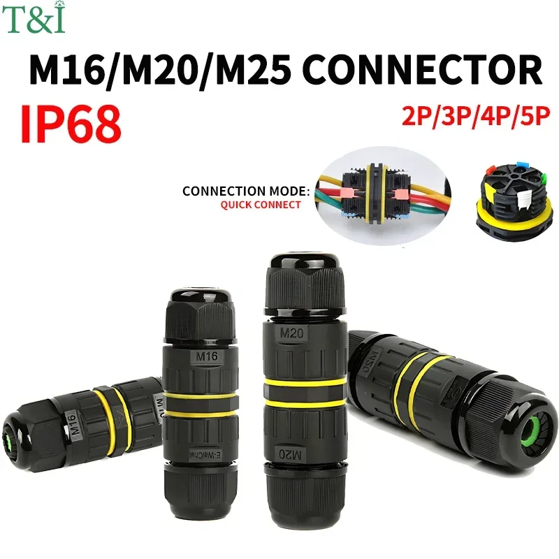 

IP68 Outdoor Waterproof Junction Box Electrical Cable Connector, Easy to Install,M16 M20 M25 for Ø3.5-14mm Wire Range 2 Way