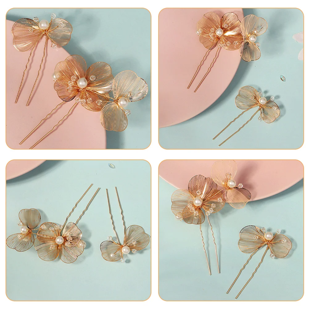 2pcs Wedding Pins U Shaped Rhinestone Hairpin For Women Bridal Hair Accessories Flower Hair Clips Decorative Hairpins Wedding