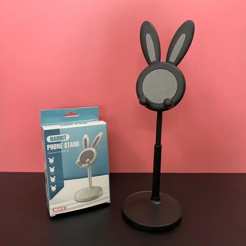 Soporte de escritorio para teléfono móvil, mesa de dibujos animados de conejo, ajustable, color rosa, para iPhone 13, 14, Samsung