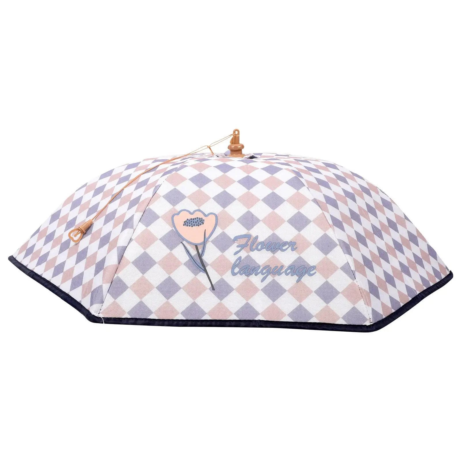 

Folding Food Covers Kitchen Supply Umbrella Reusable Large Household Meal Protector White Grid Oxford Cloth Thickened