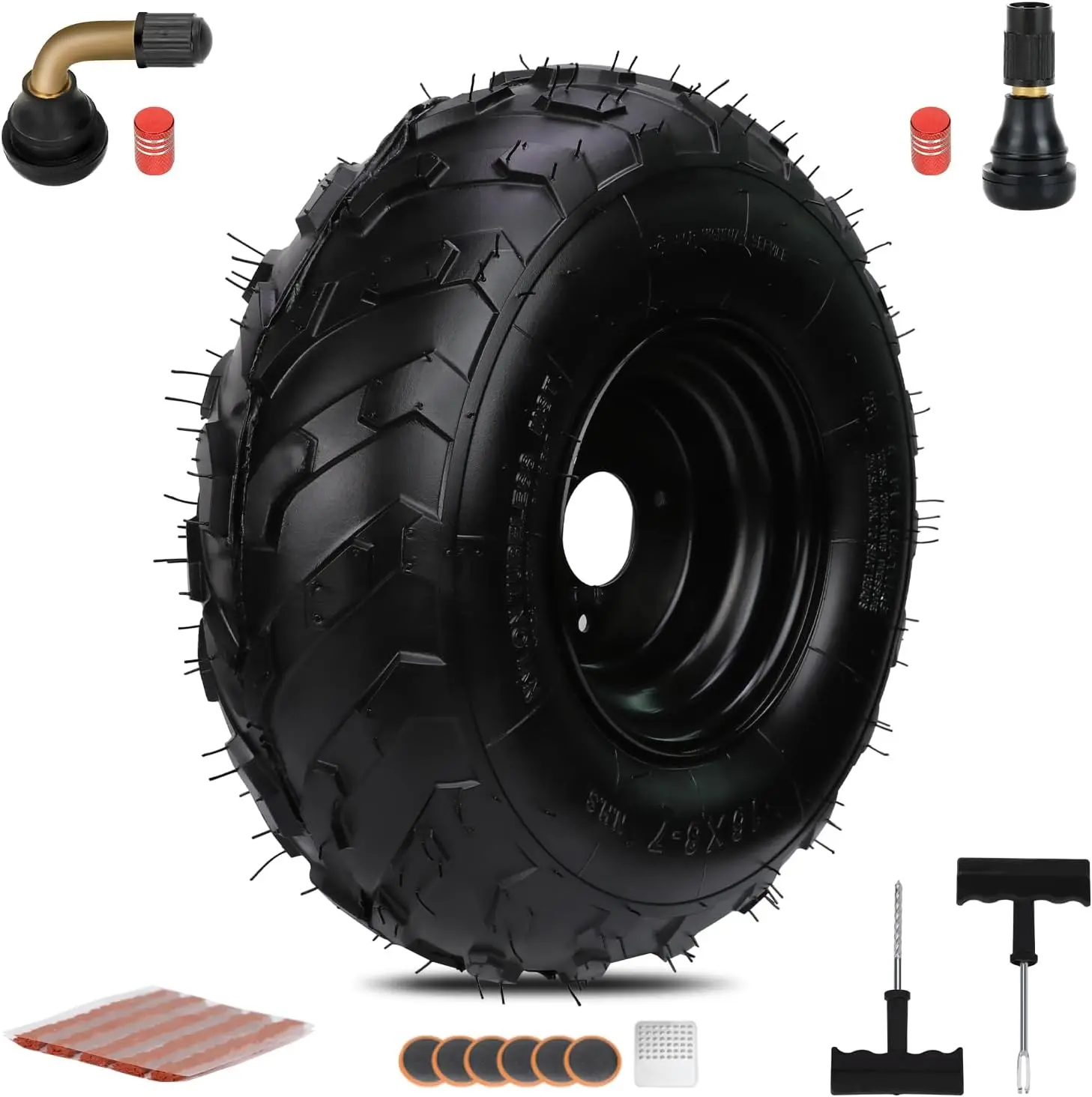 

16x8-7 ATV Tire with Rim for 110cc-150cc UTV Quad Go Kart Lawn Mower, 3-Hole Wheel Replacement