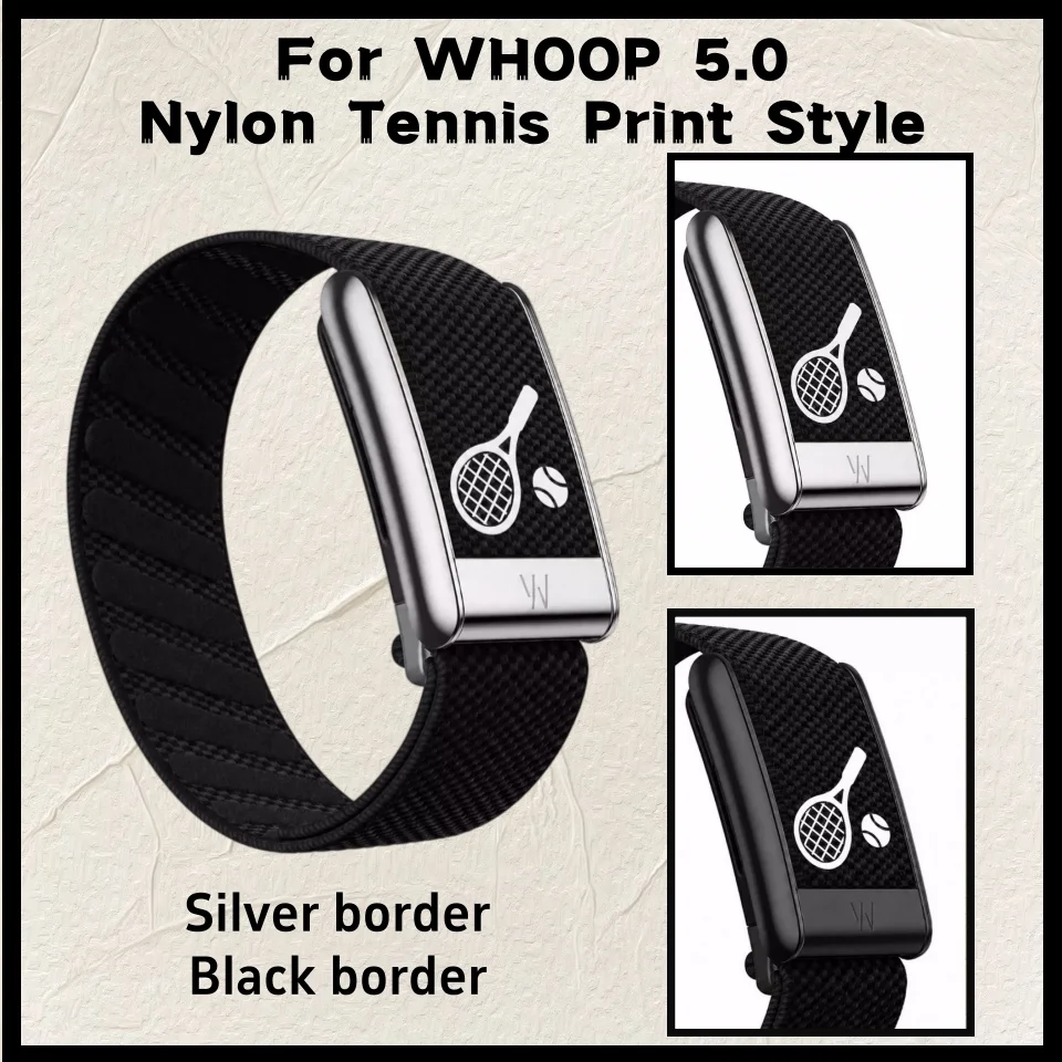 Sport Tennis Pattern Print Nylon Wristband Adjustable Breathable Replacement Band For Whoop 5.0 MG Fitness Tracker Accessories