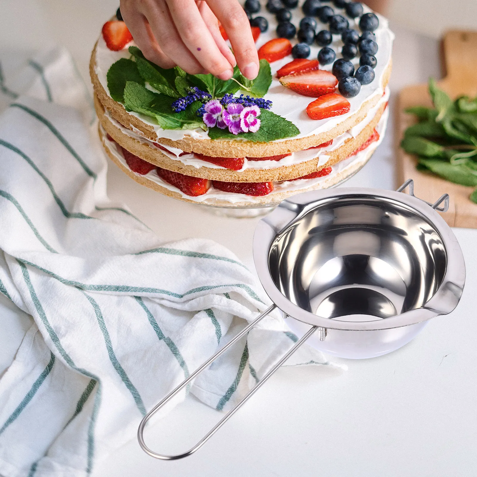 

1 set Stainless Steel Melting Pot Set Construction for Cheese Butter Chocolate Melting Camping Picnic Outdoor Cookware