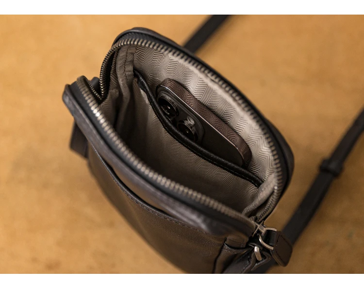casual daily light first layer cowhide men's mobile phone shoulder bag weekend party luxury genuine leather small crossbody bag