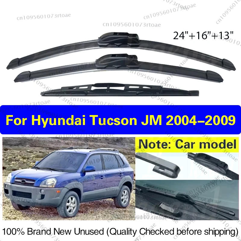 

Front Rear Windscreen Wiper Blades Set For Hyundai Tucson JM 2004 2005 2006 2007 2008 2009 24"+16"+13" Car Accessories