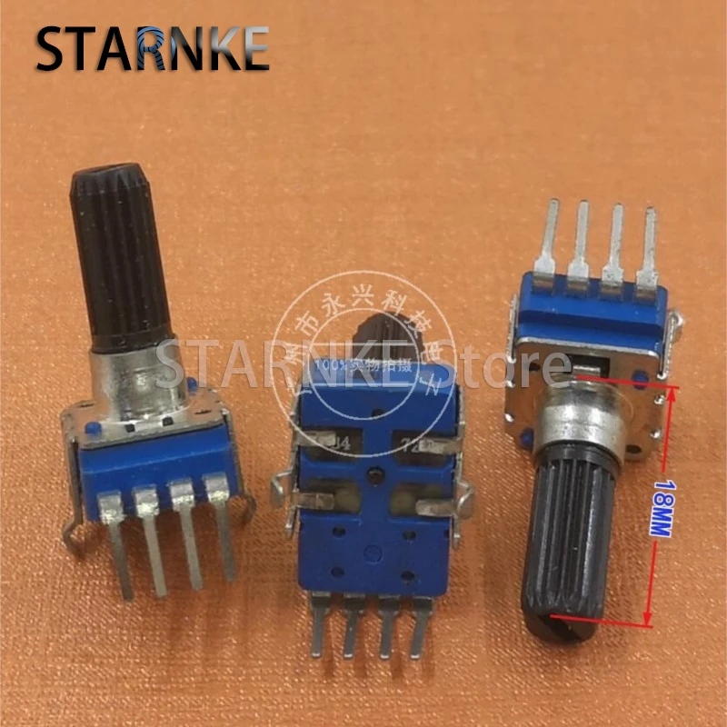 2PCS RK11 Type Vertical Single B4.7K B472 Power Amplifier Volume Audio Adjustable Potentiometer 4 Pin Flower Shaft Length 18MM