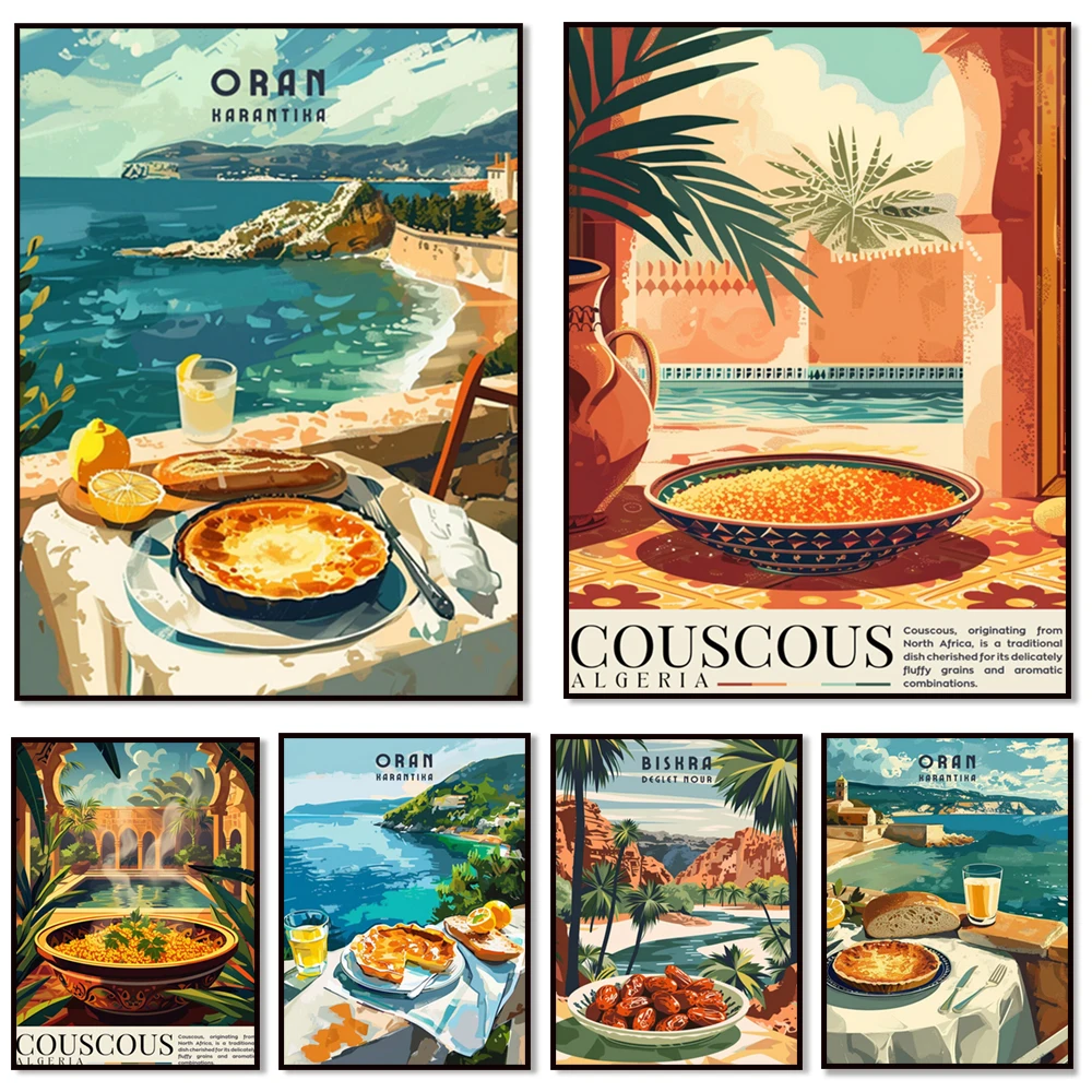 (2D Canvas Painting)  Kitchen poster, Algeria poster, Algerian Couscous, Karantika poster, Deglet Nour poster, Algeria travel