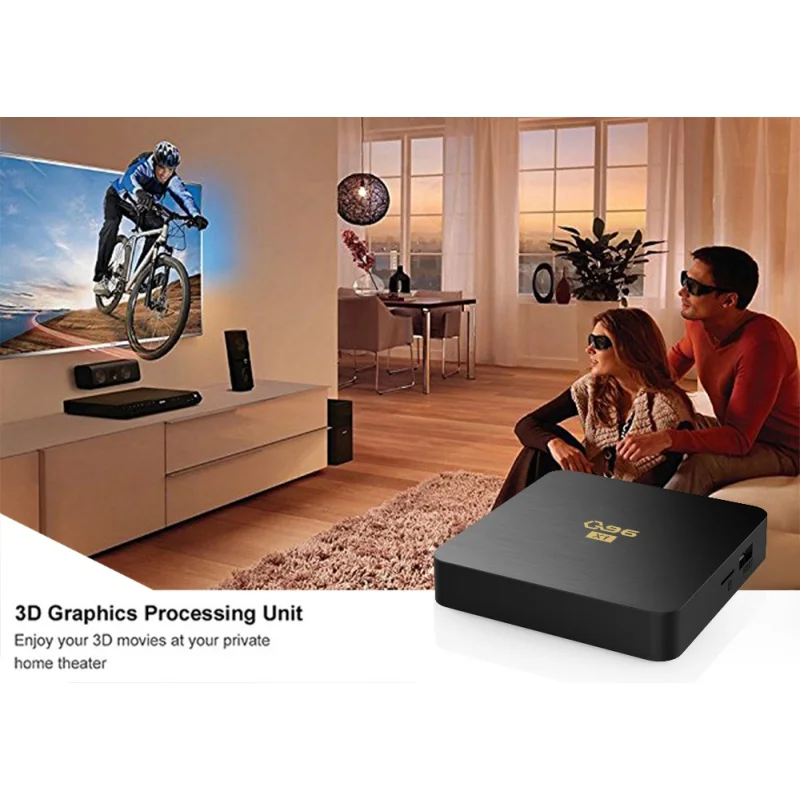 Boîtier Smart TV Q96, Android, 4K, expérience de Dfefinition élevée, effet sonore surround 3D, pour maison connectée