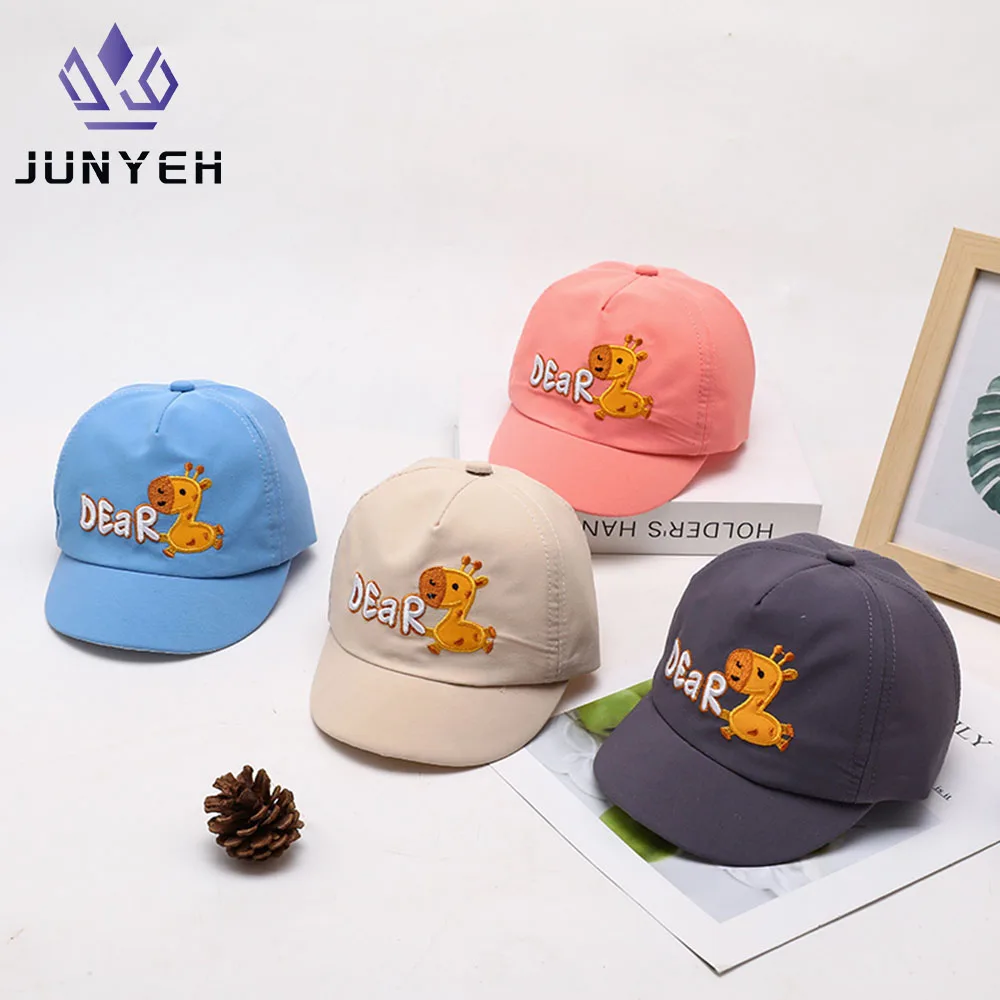 Cartoon Deer Children\'s Baseball Cap Cheap Blue Boys Girls Hat Caps For Kids 3-12 Month