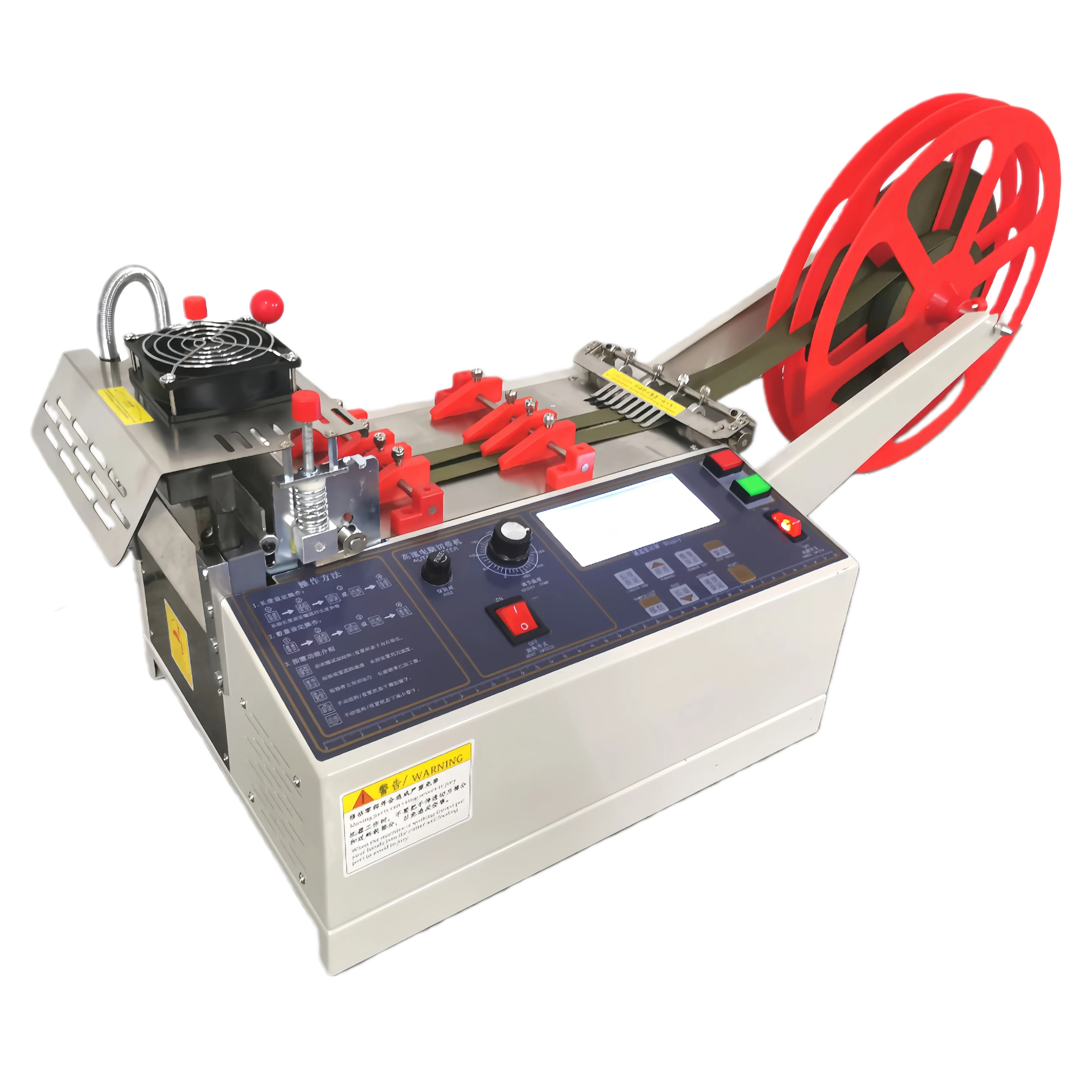 

140T Computer automatic Single thermal Cloth belt cutting machine ,magic adhesive tape zipper webbing elastic belt cutter