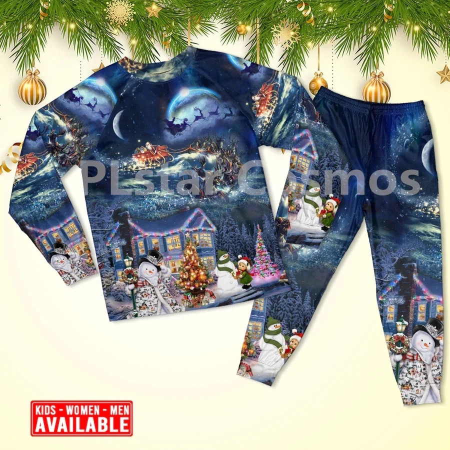 

Christmas Santa Claus Family In Love Light Art Style - Pajamas Long Sleeve 3D All Over Printed Family Pajamas Cosplay Clothes