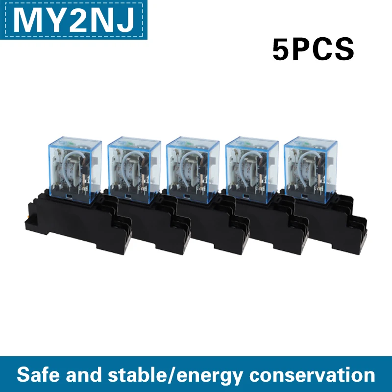 5set MY2P HH52P MY2NJ 12V 24V DC / 110V 220V AC coil general purpose DPDT micro mini relay with socket base