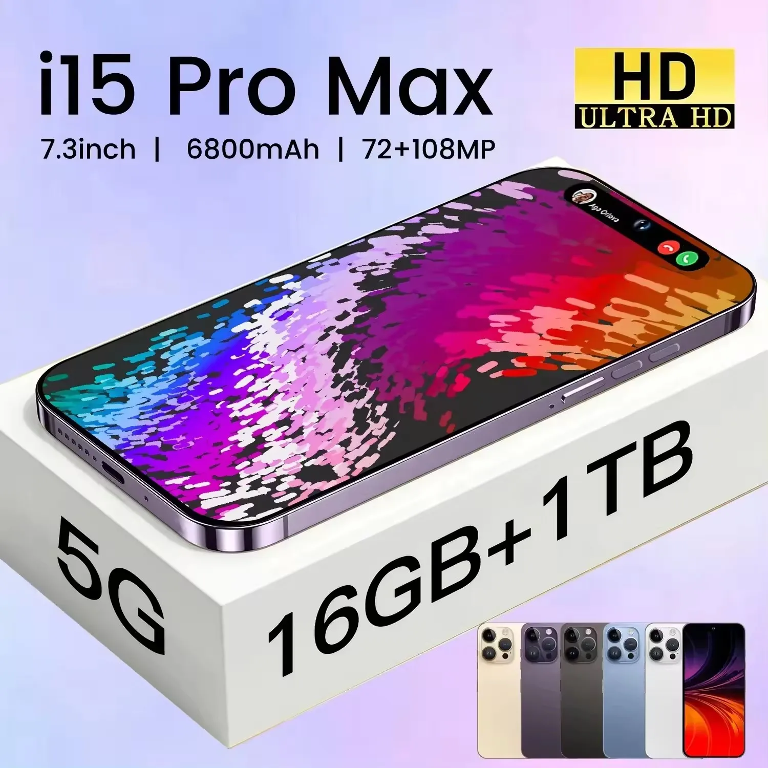 โทรศัพท์15 PRO MAX El ตรวจสอบต้นฉบับ16GB + 512GB 7.3นิ้ว5G สมาร์ทโฟน8800MAH เคลื่อนที่ชาร์จแบบเร็วโทรศัพท์