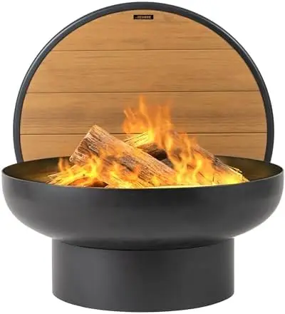 Iron Fire Pit Table with Lid, Extra Thick and Heavy Duty Fire Bowl, Deep Round Firt for Outdoor Bonfire Gatherings