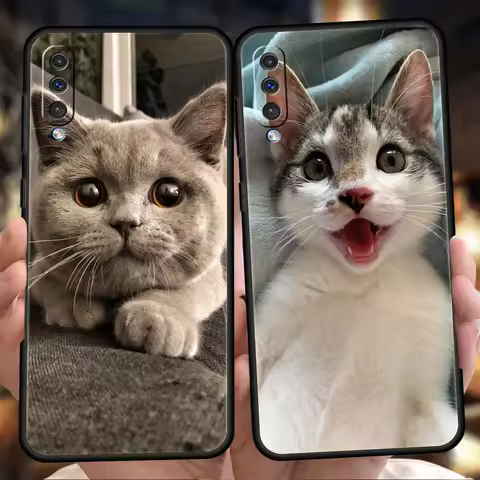 Kawaii Love Cat Phone Case For Samsung A56 A36 A26 A24 A16 A14 A12 A32 A50 A70 A22 A30 A40 A34 A54 A42 A52 A04s A06 5G Cover