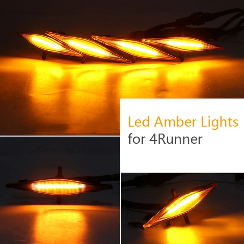 4PCS External White LED Lights Decoration, Led Front Grille Lights For 2014-2019 Toyota 4Runner TRD Pro Grille