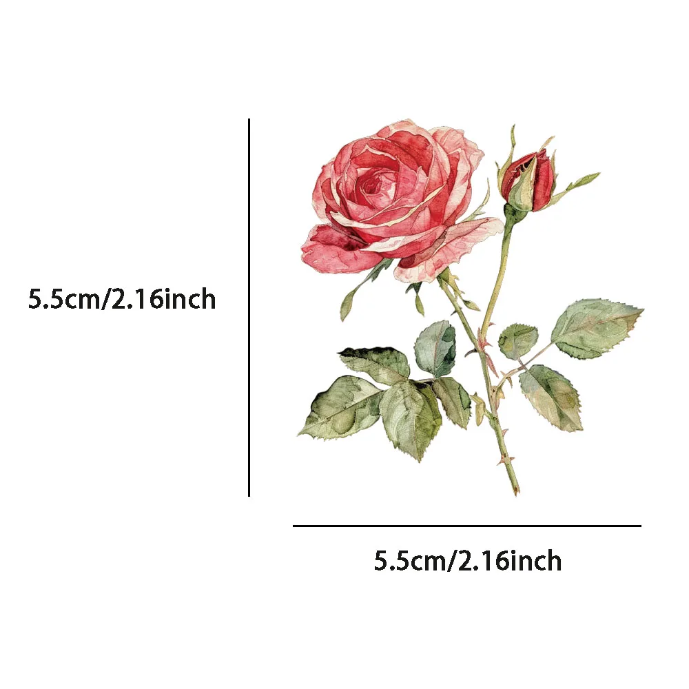 50PCS Small Fresh Flower Room Time Flower and Letter Flower Plant Plastic Stickers Bookkeeping Material Decorative Stickers