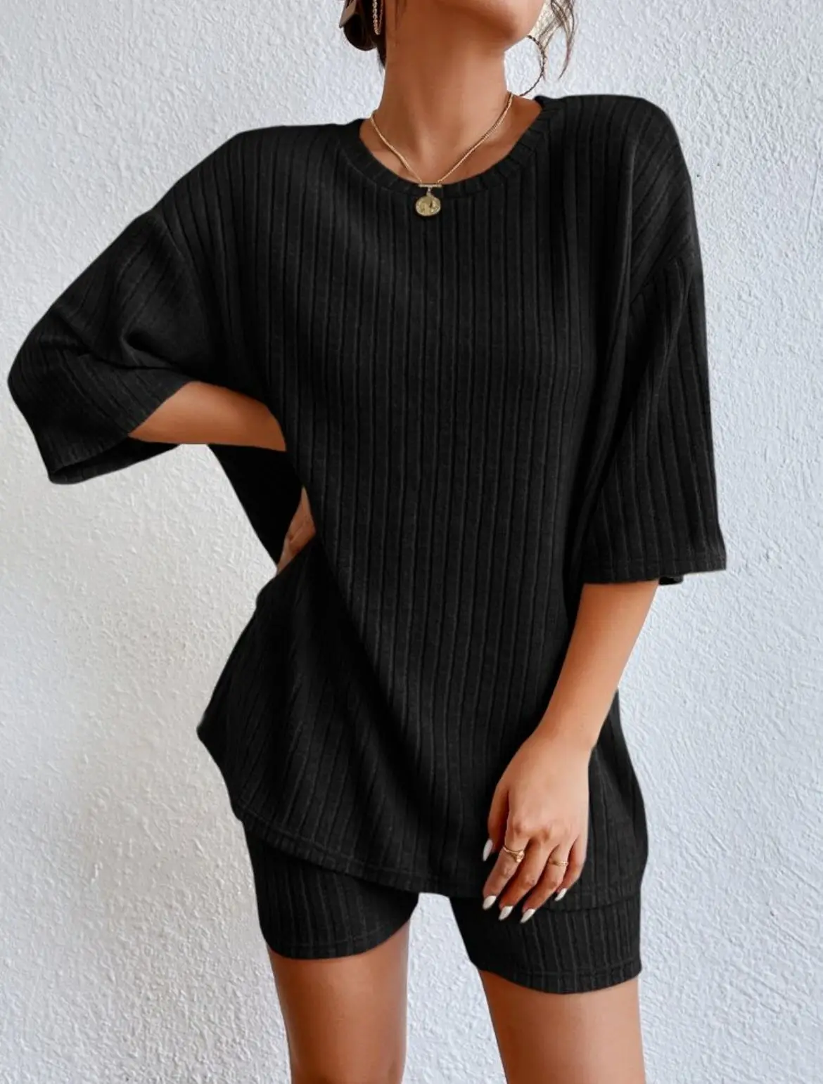 Spring Summer Short Sleeve T Shirt Short Pants Two Piece Set Women Casual Loose O Neck Top High Waist Tracksuit Female Outfits