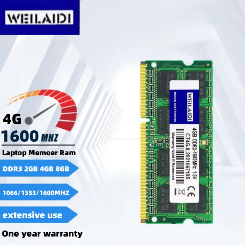 Weilaidi DDR3 4GB 8GB Memory Ram Laptop PC3-10600S 12800S 1066MHz 1333MHz 1600MHz Memoria Dimm 204Pins 1.5V Notebook Unbuffered