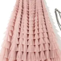 Sweet Layered Cake Me Skirt Elastic Waist Princ Long Dr Korean Sle High Waist Polyester Fabric Mid-Length Skirt - Image 5