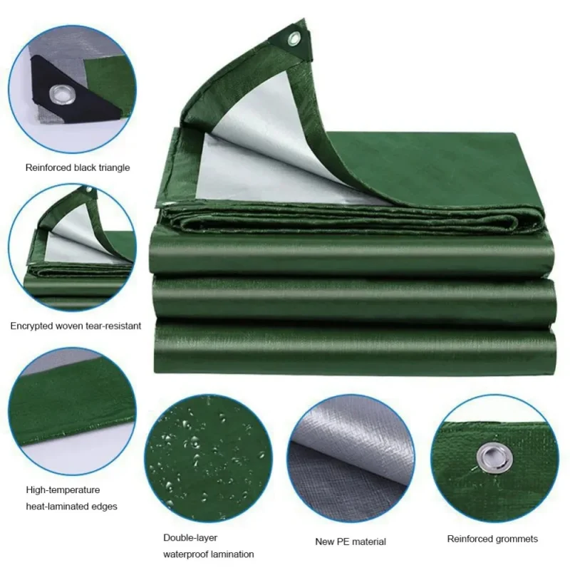 Bâche en plastique résistante aux UV, indéchirable et imperméable avec bords renforcés et rivets antirouille pour toitures, camping, patios et piscines