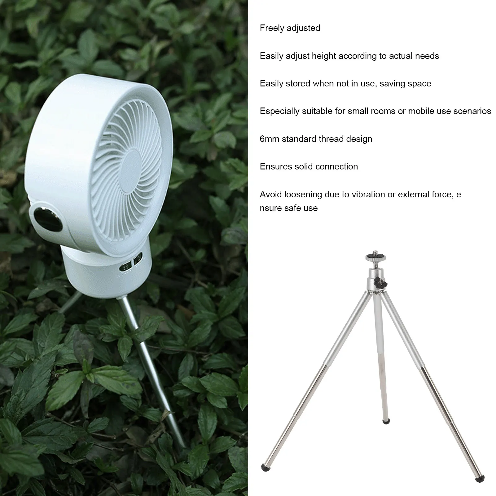Fan Light Tripod Fan Light Tripod Outdoor Camping Vertical Triangular Support 6mm Thread Retractable Storage 15-30cm Adjustable