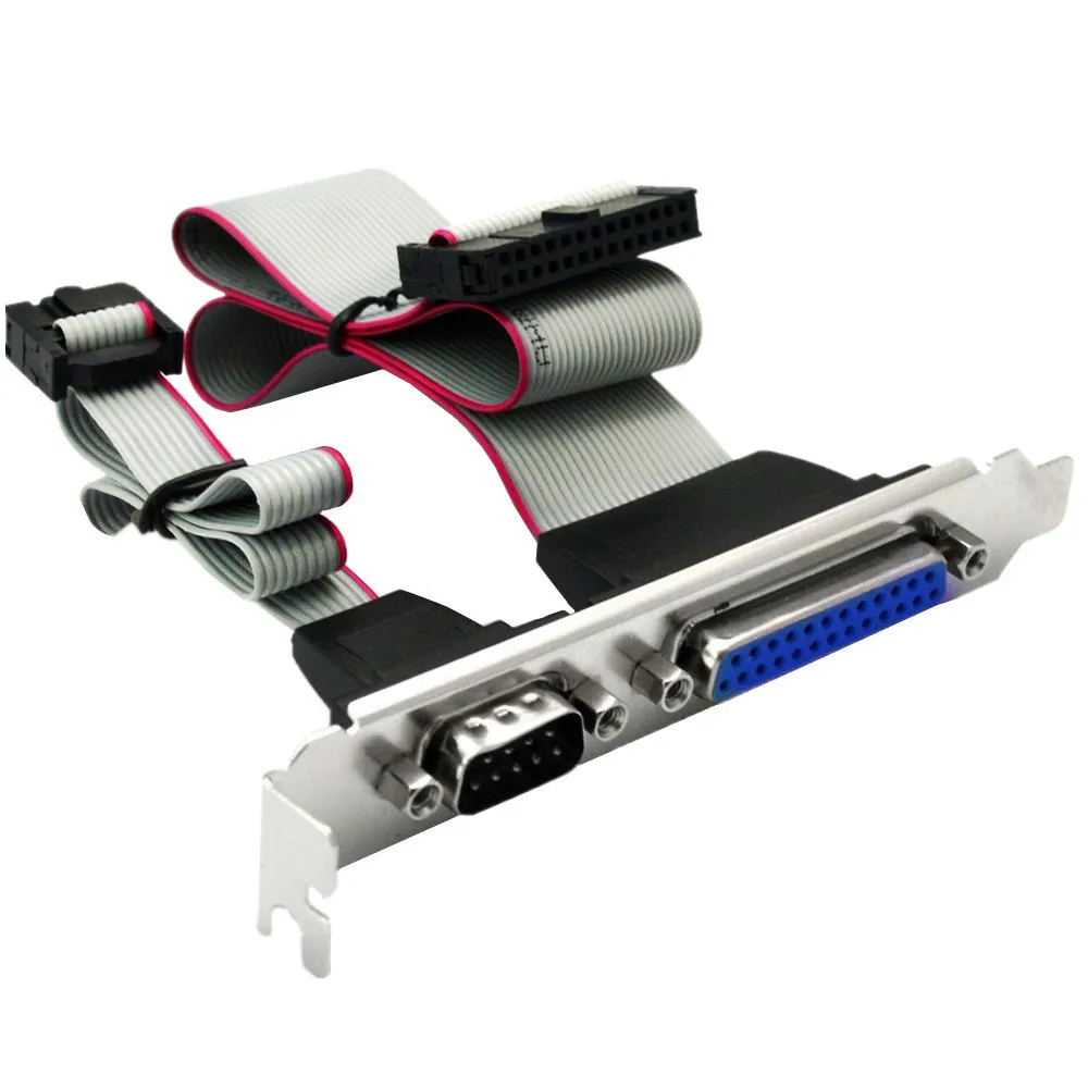 JavicTech 40CM PCI Slot Header Serial DB9 Pin With Parallel DB25 Pin Cable With Bracket For Parallel LPT Printer COM Serial