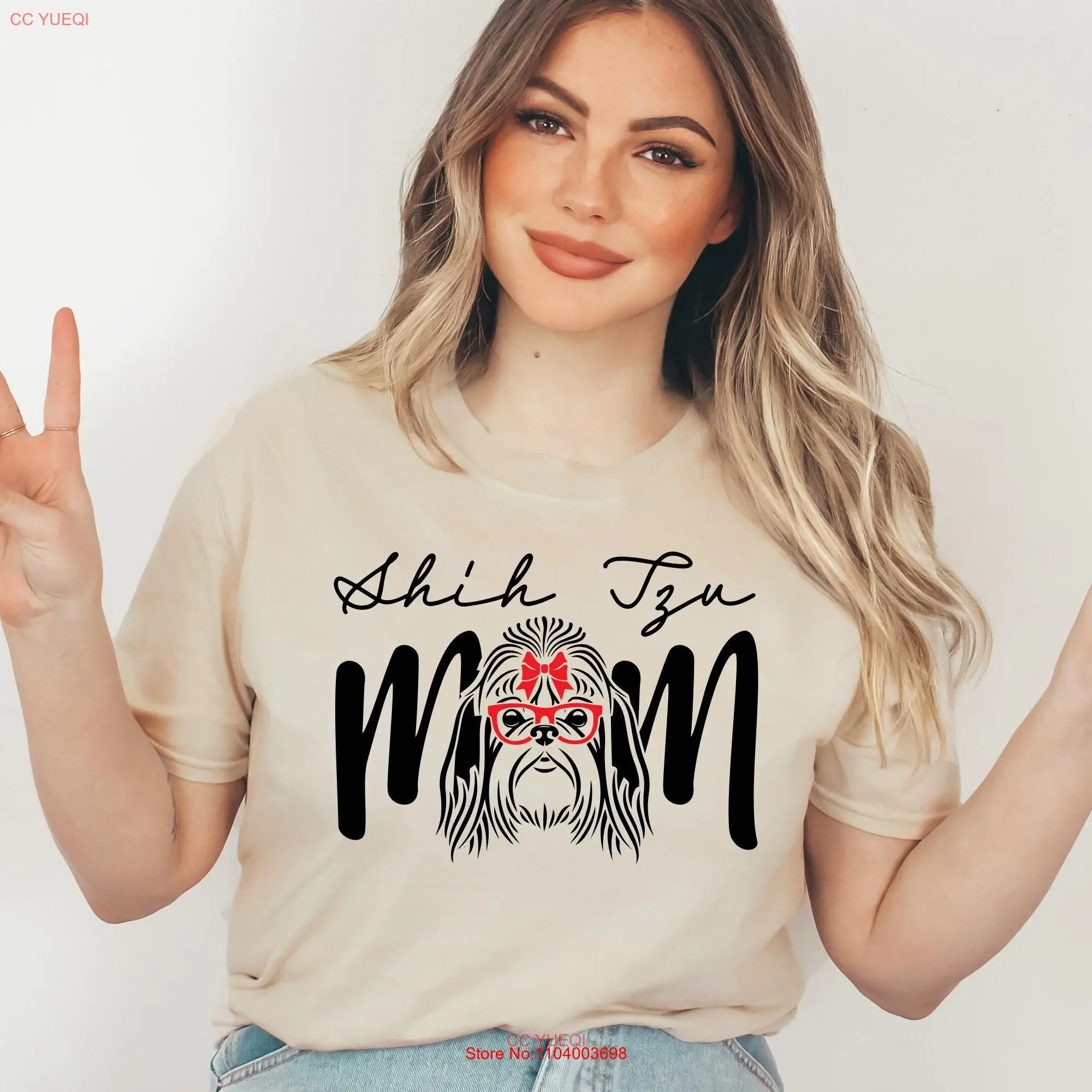 Shihtzu Mom T Shirt Dog Lover Pet Mama for long or short sleeves