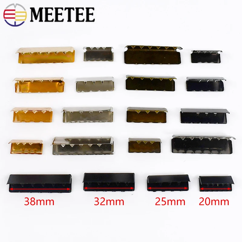 Meetee 20/50/100Pcs Metal Belt Clip Buckle Strap Fastener Bag Backpack Webbing End Clasp Tail Buckles DIY Hardware Accessories